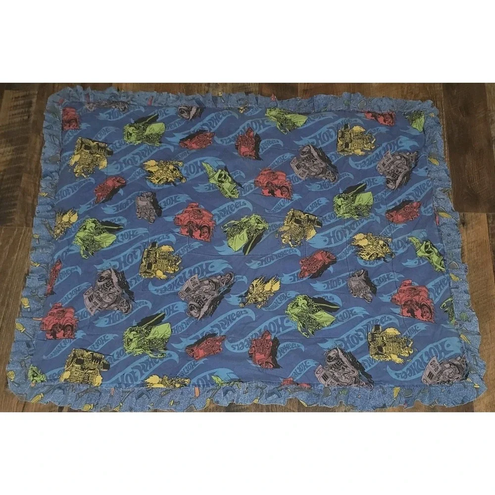 Vintage Handmade Hot Wheels Cars Boy‎ Infant Toddler Quilt Reversible
